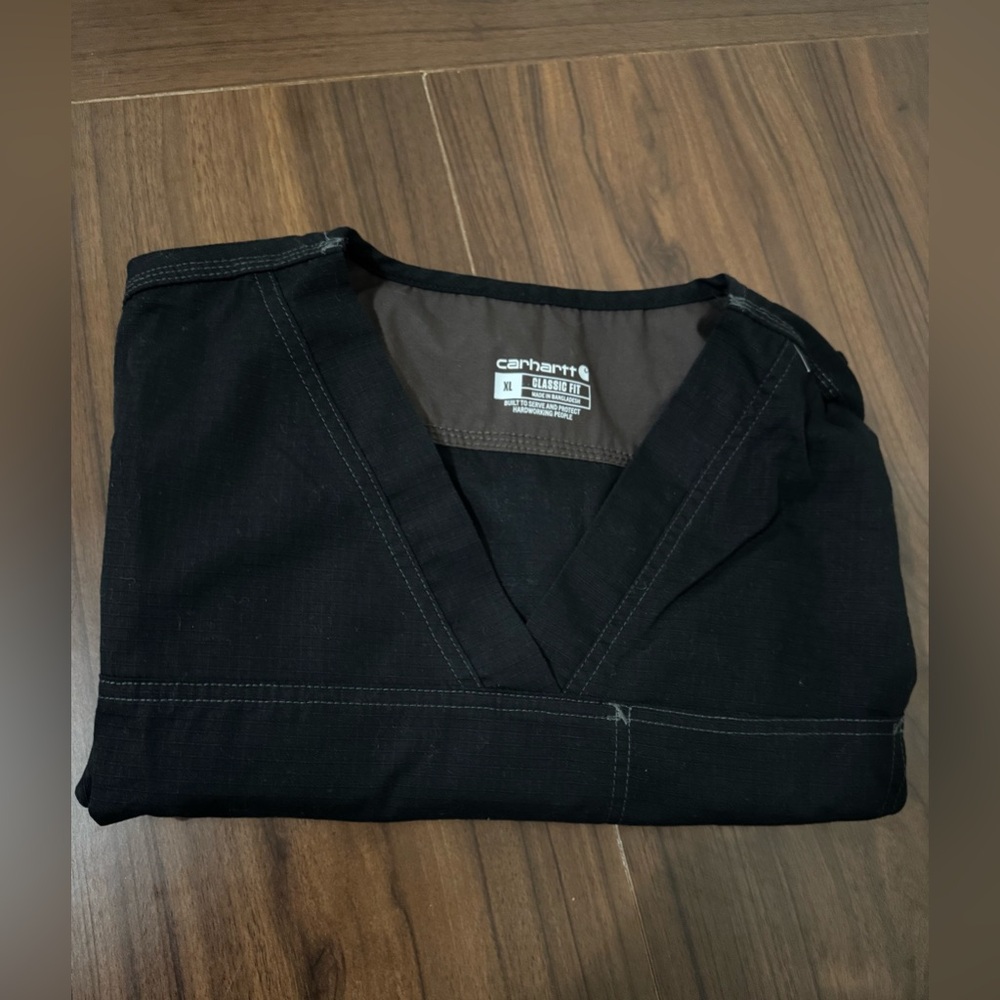 Carhartt Ripstop Scrub Top  XL Black V-Neck Workwear Medical Utility - Picture 6 of 10